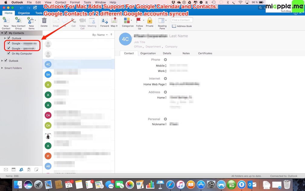 does outlook 2016 for mac work with caldev